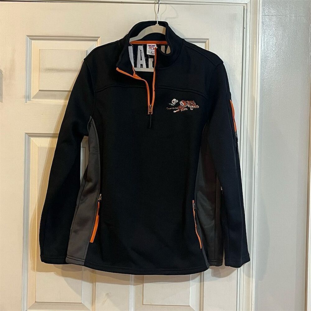 Fanatics Men's Cincinnati Bengals Quarter-Zip Varsity Jacket Black M